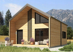 Drevená celoročná / rekreačná chata 5 × 7 m (35 m²), poschodová, na sv