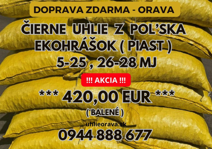 Cierne uhlie z POĽSKÉ/ EKOHRÁŠOK DOPRAVA Z DARMA - ORAVA